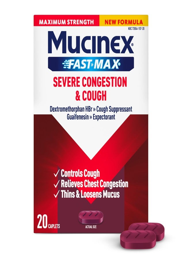 Mucinex Fast-Max Severe Congestion & Cough Medicine for Adults, Cough & Bothersome Mucus Relief with Dextromethorphan HBr & Guaifenesin, Cough Suppressant & Expectorant Medicine, 20 Count - Image 1